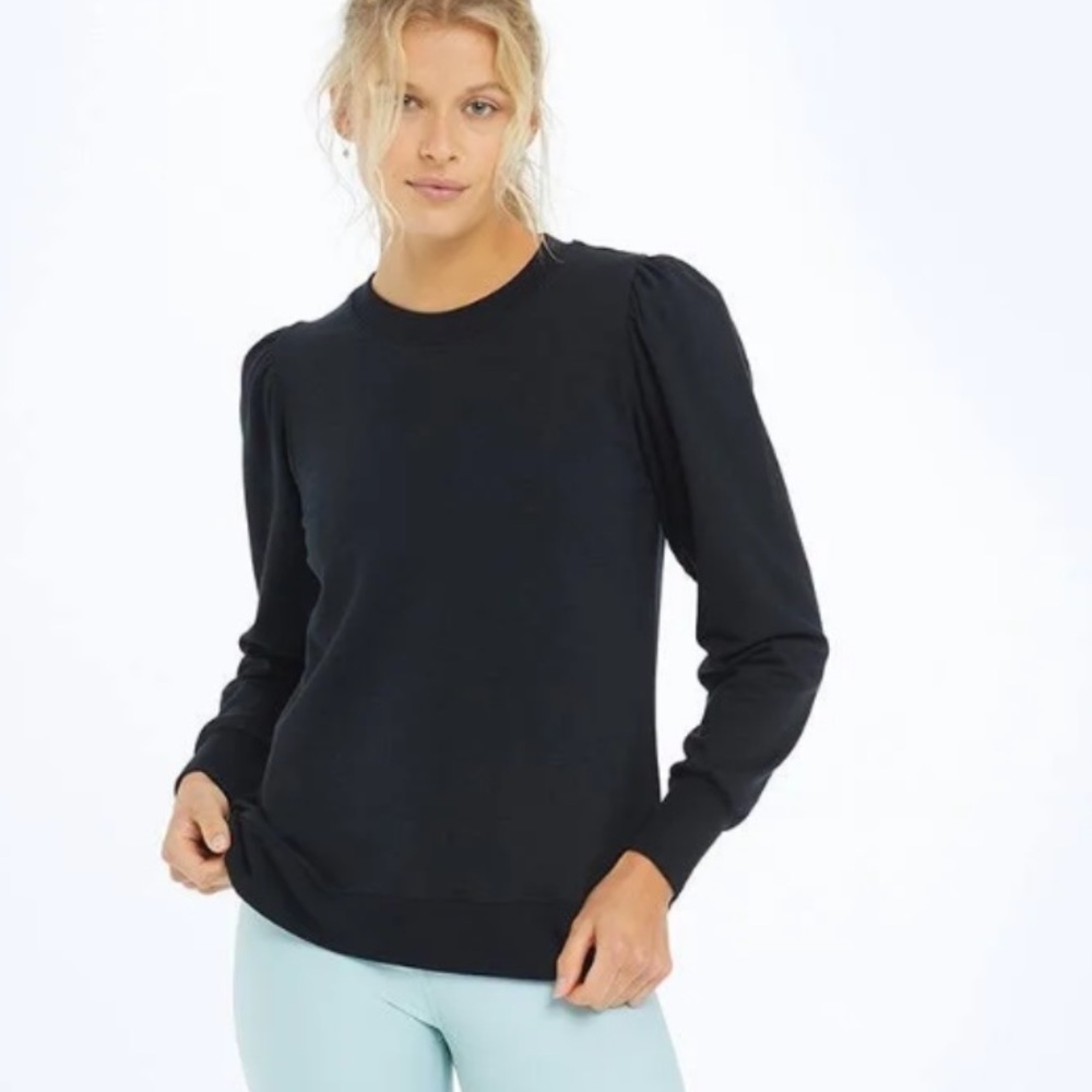 Summersalt The Softest French Terry Puff Sleeve Pullover black medium crewneck